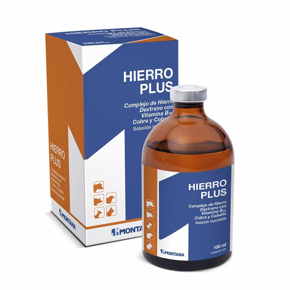 Hierro Plus – Hierro Dextrano + B12 Inyectable para Animales - Monte Blanco Distribuciones Veterinarias