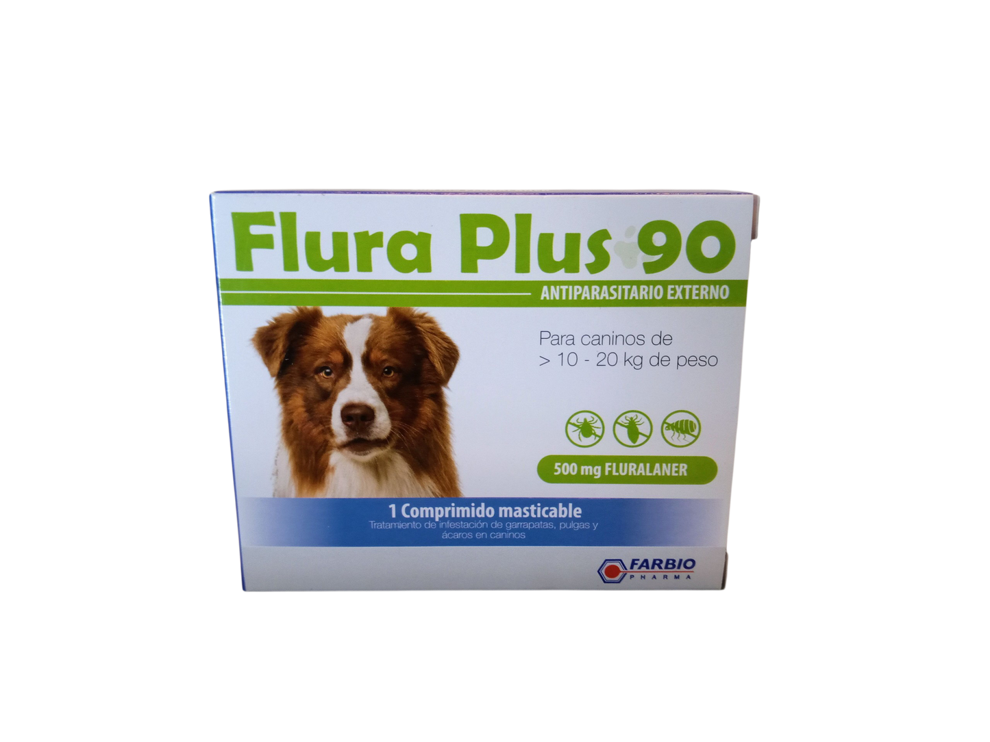 Flura Plus 90 Antiparasitario Externo para Perros 10-20 kg | 500 mg Fluralaner | 90 Días de Protección