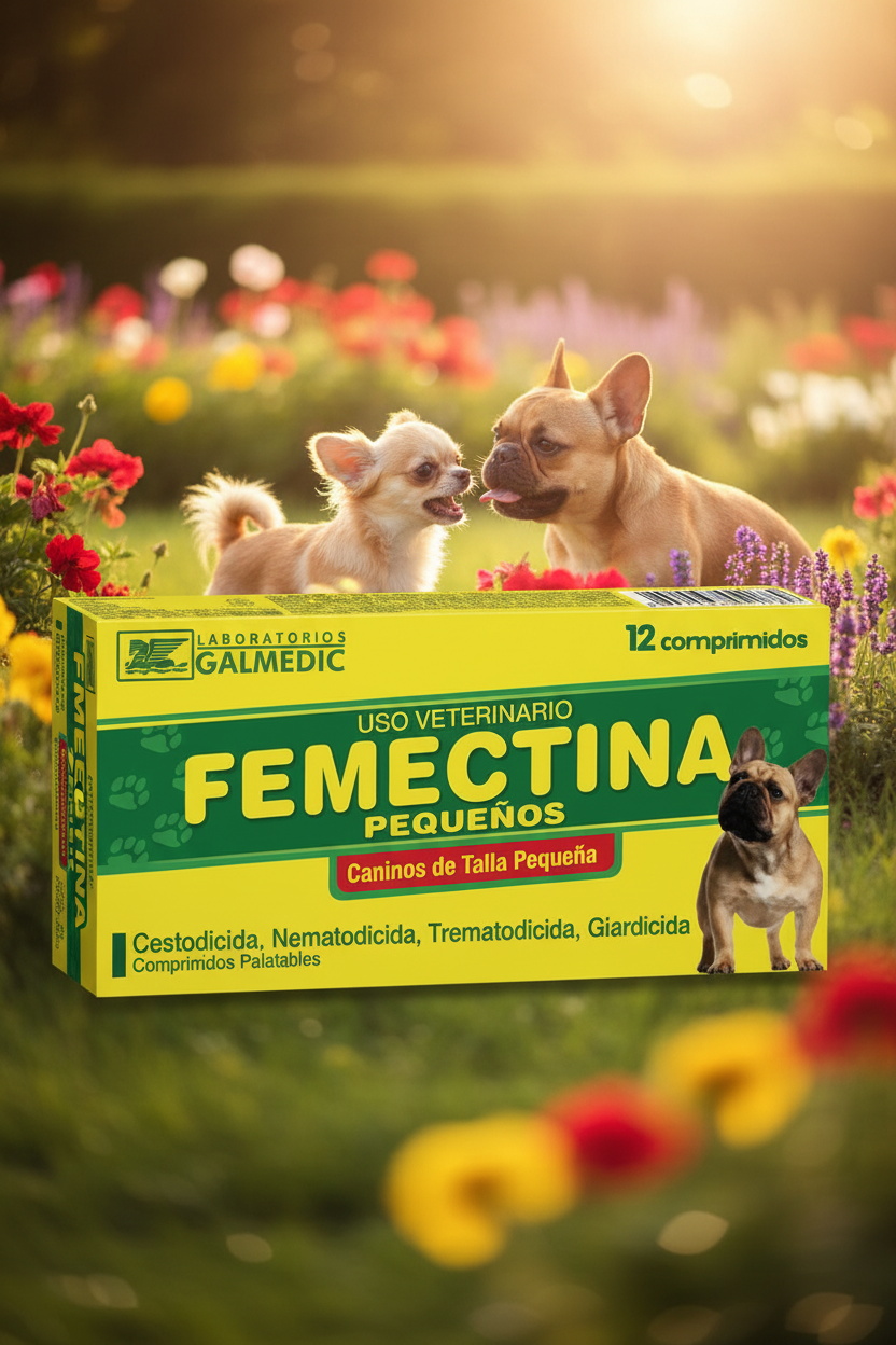 Femectina Pequeños antiparasitario comprimidos perros talla pequeña French Bulldog Chihuahua sanos felices Nicaragua - Monte Blanco Distribuciones Veterinarias
