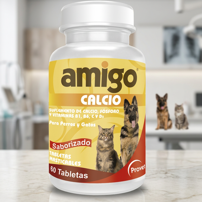 Amigo Calcio – Suplemento de Calcio en Tabletas para Perros Cachorros y Gestantes