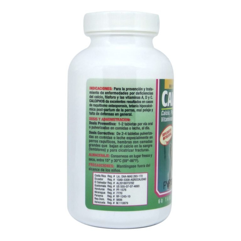Calciphos – Calcio, Fósforo y Vitaminas en Tabletas para Animales - Monte Blanco Distribuciones Veterinarias 