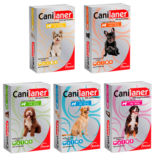 Canilaner – Tableta Masticable Antiparasitaria para Perros (Fluralaner Micronizado) - Monte Blanco Distribuciones Veterinarias  Monte Blanco Distribuciones Veterinarias