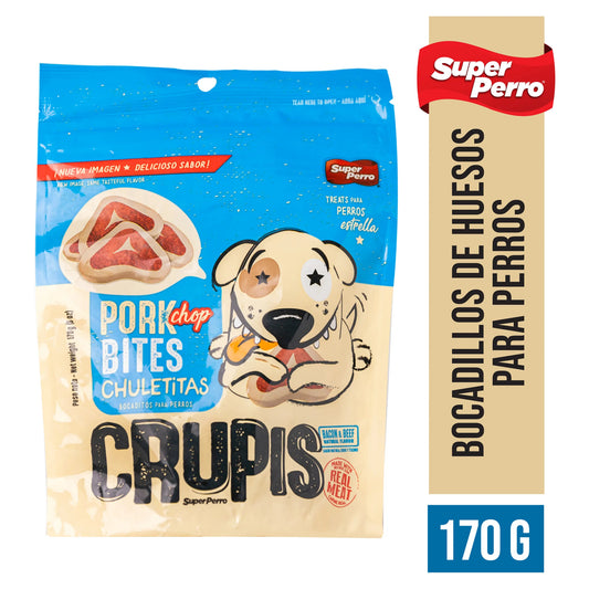 Crupis Chuletitas – Premio Natural para Perros Sabor Chuletita de Cerdo - Monte Blanco Distribuciones Veterinarias  Monte Blanco Distribuciones Veterinarias