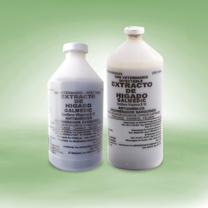 Extracto de Hígado Galmedic Inyectable – Antianémico Regenerador Sanguíneo con Vitamina B12 - Monte Blanco Distribuciones Veterinarias