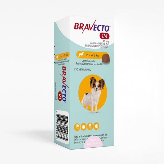 Fluralaner 14.1 mg Tableta Masticable para Perros 2-4.5 kg 1M - Monte Blanco Distribuciones Veterinarias  Monte Blanco Distribuciones Veterinarias