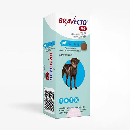 Fluralaner 54.6 mg Tableta Masticable para Perros 20-40 kg 1M - Monte Blanco Distribuciones Veterinarias  Monte Blanco Distribuciones Veterinarias