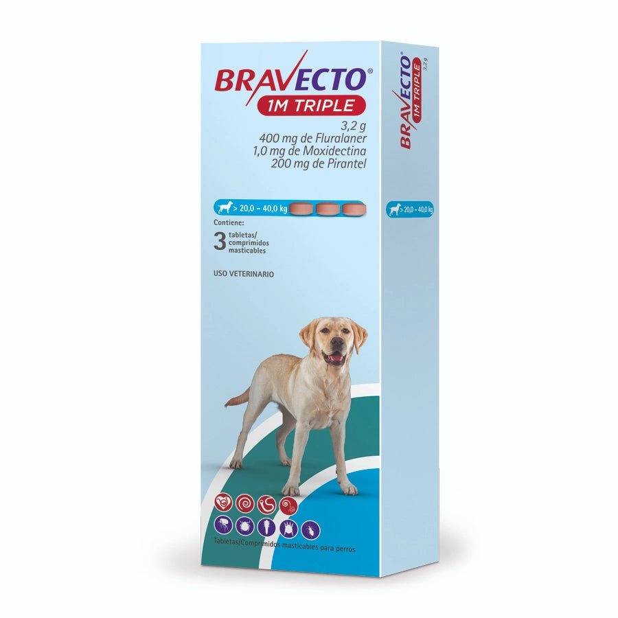 Fluralaner Triple Protección – Antipulgas, Antigarrapatas y Antiparasitario Interno para Perros - Monte Blanco Distribuciones Veterinarias 
