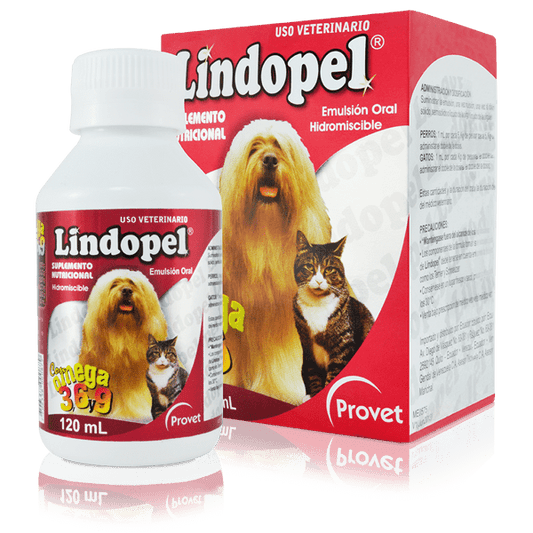 Lindopel – Suplemento Omega 3, 6 y 9 para Perros y Gatos 120 ml - Monte Blanco Distribuciones Veterinarias  Monte Blanco Distribuciones Veterinarias