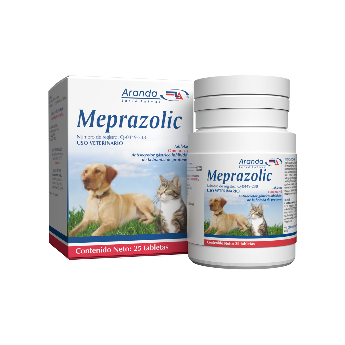 MEPRAZOLIC Omeprazol Veterinario 25 Tabletas – Antisecretor Gástrico para Perros y Gatos - Monte Blanco Distribuciones Veterinarias