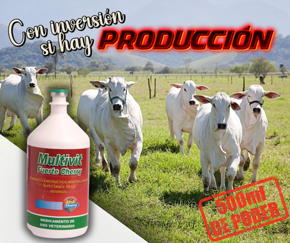Multivit Fuerte Cherry – AD3E + Calcio + Magnesio + Selenio para Bovinos y Especies Mayores - Monte Blanco Distribuciones Veterinarias 