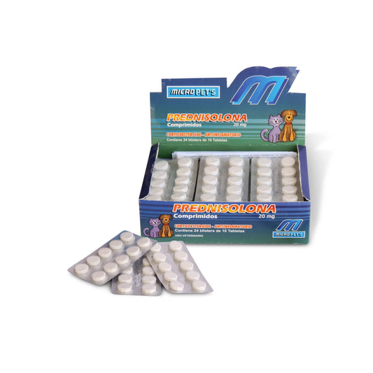 Prednisolona Microsules 20 mg – Corticoesteroide Oral para Perros y Gatos - Monte Blanco Distribuciones Veterinarias  Monte Blanco Distribuciones Veterinarias