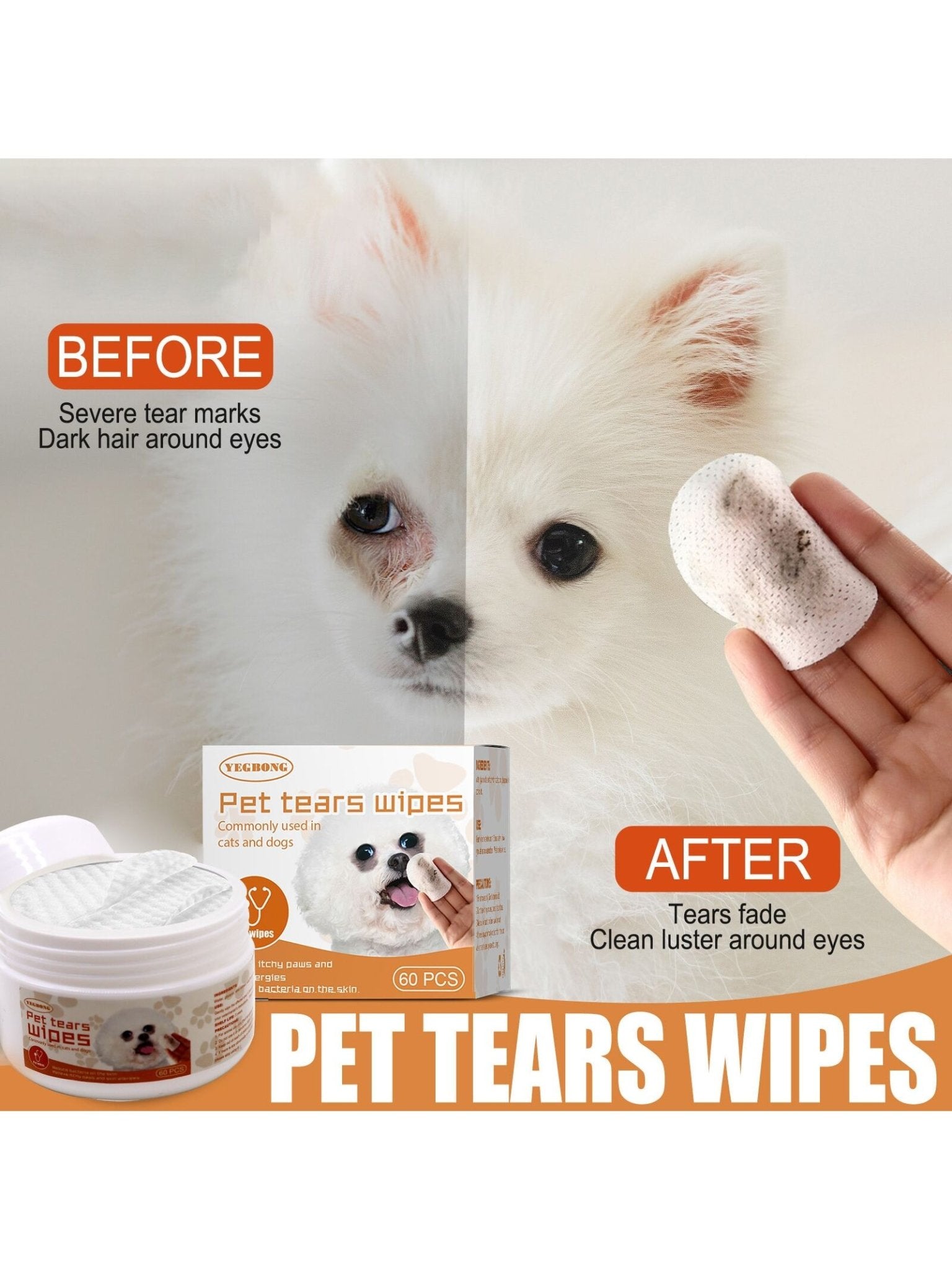 Toallitas Limpiadoras de Orejas y Ojos para Perros y Gatos - Monte Blanco Distribuciones Veterinarias 