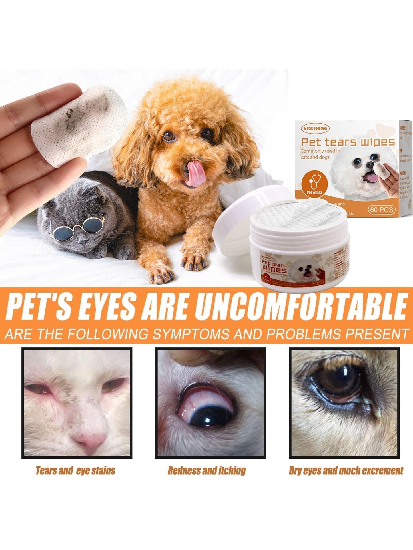 Toallitas Limpiadoras de Orejas y Ojos para Perros y Gatos - Monte Blanco Distribuciones Veterinarias 