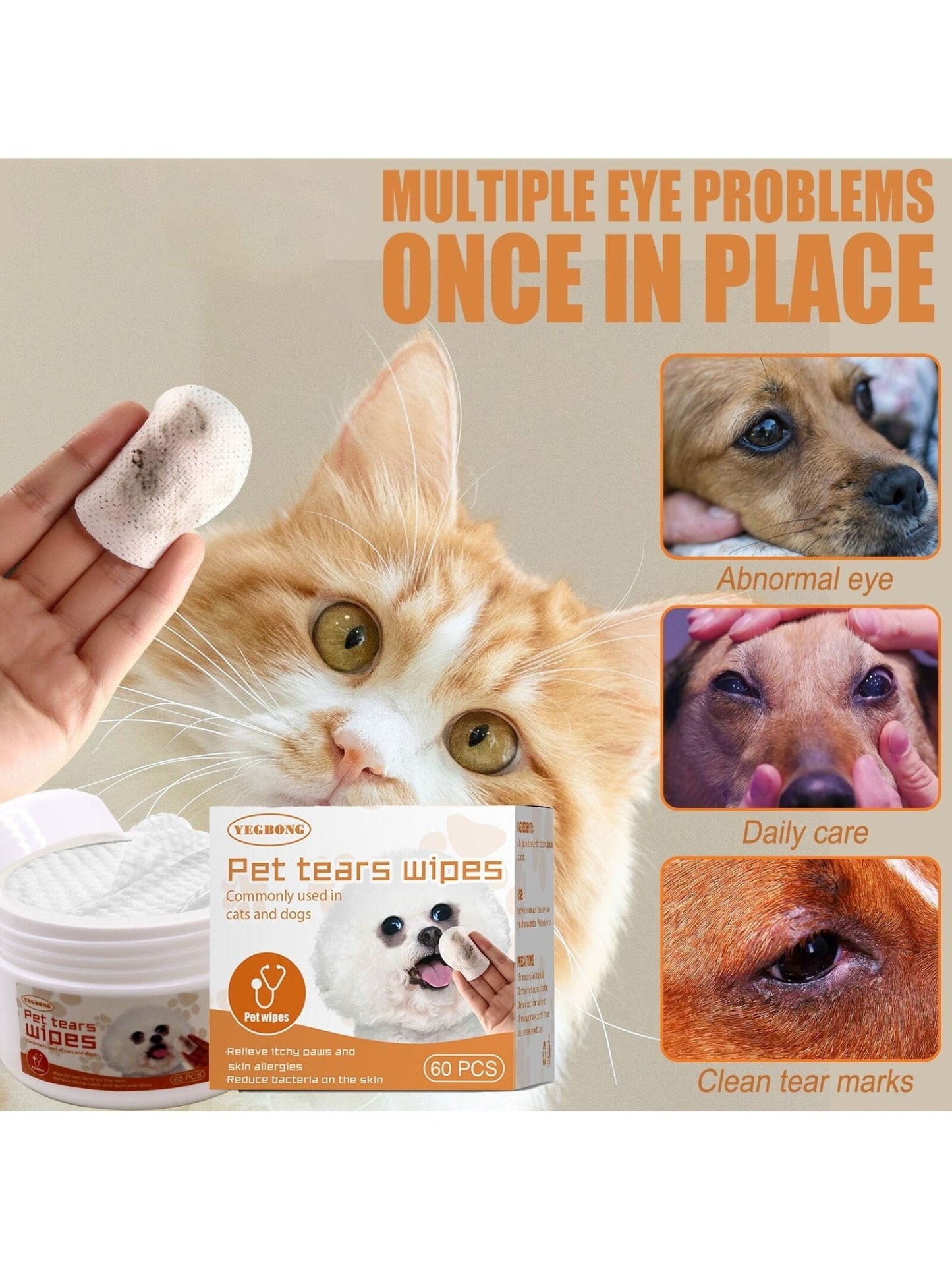 Toallitas Limpiadoras de Orejas y Ojos para Perros y Gatos - Monte Blanco Distribuciones Veterinarias 