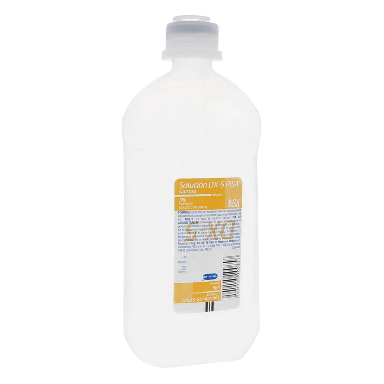 Solución DX-5 PISA glucosa inyectable 5% 500ml para rehidratación veterinaria en perros gatos y animales - Monte Blanco Nicaragua