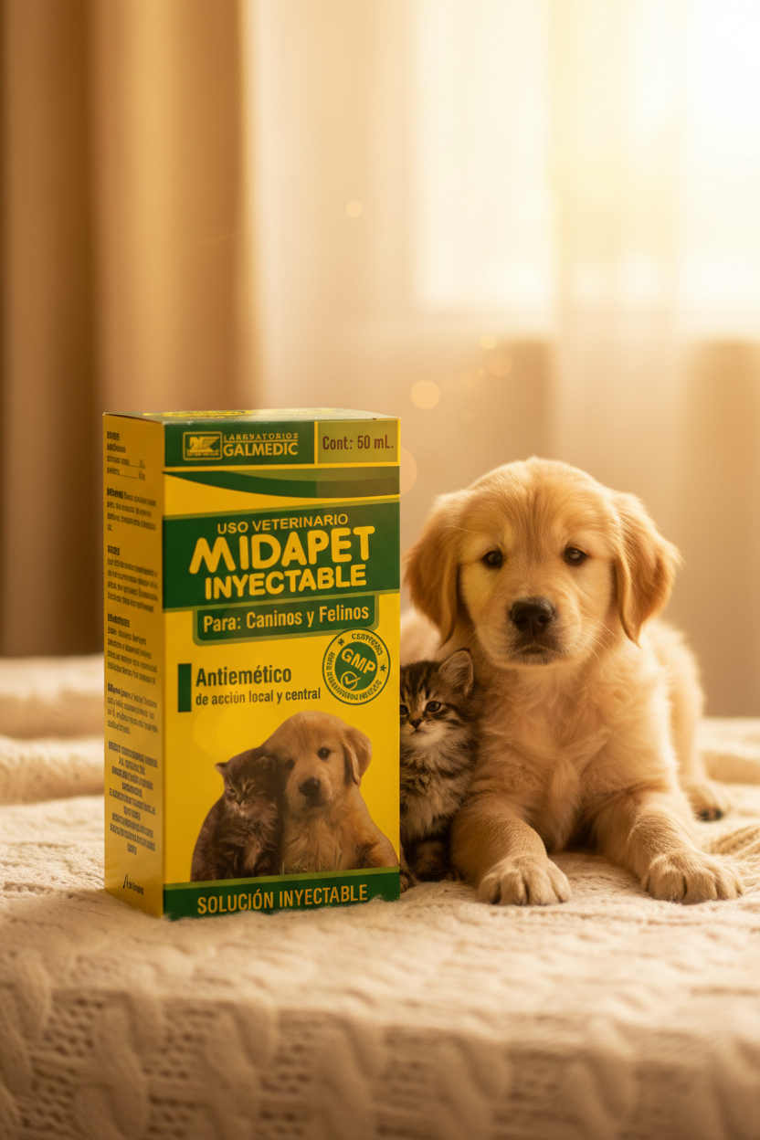 Midapet Inyectable antiemético perros gatos cachorro gatito sanos felices Nicaragua - Monte Blanco Distribuciones Veterinarias