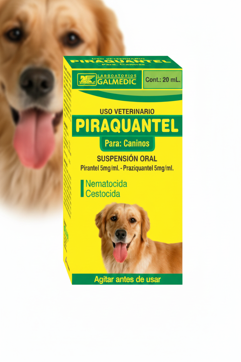 Piraquantel Suspensión Oral 20ml antiparasitario nematocida cestocida perros caninos Nicaragua - Monte Blanco Distribuciones Veterinarias