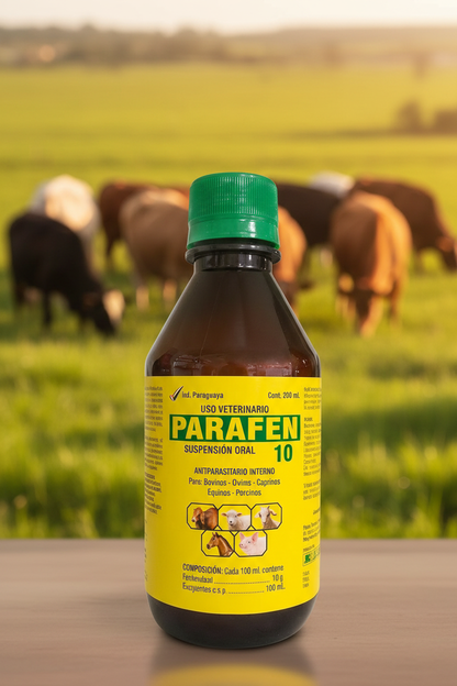 Parafen 10 Suspensión Oral 200ml antiparasitario interno Fenbendazol ganado bovino ovino equino Nicaragua - Monte Blanco Distribuciones Veterinarias